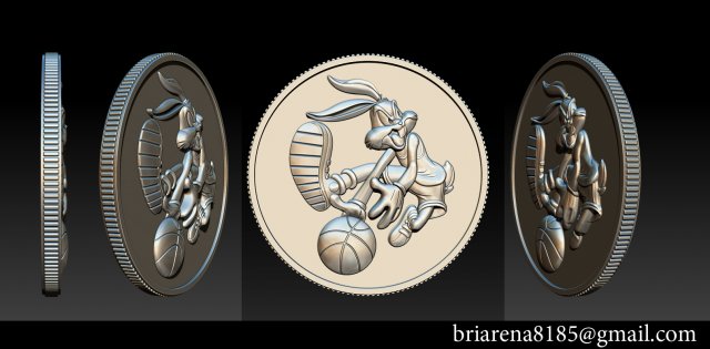 basketball bunny coin 3D Print Model .c4d .max .obj .3ds .fbx .stl .blend 
