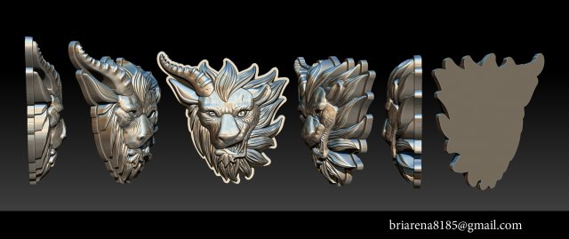 chimera - lion goat head pendant Modèles 3D en vedette .c4d .max .obj .3ds .fbx .stl .blend 