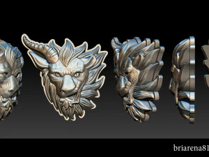 chim&egrave;re - pendentif t&ecirc;te de ch&egrave;vre lion Modèles 3D en vedette