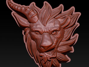 chimera - lion goat head pendant Modèles 3D en vedette