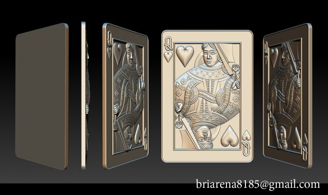 heart queen playing card pendant 3D प्रिंट मॉडल .c4d .max .obj .3ds .fbx .stl .blend 