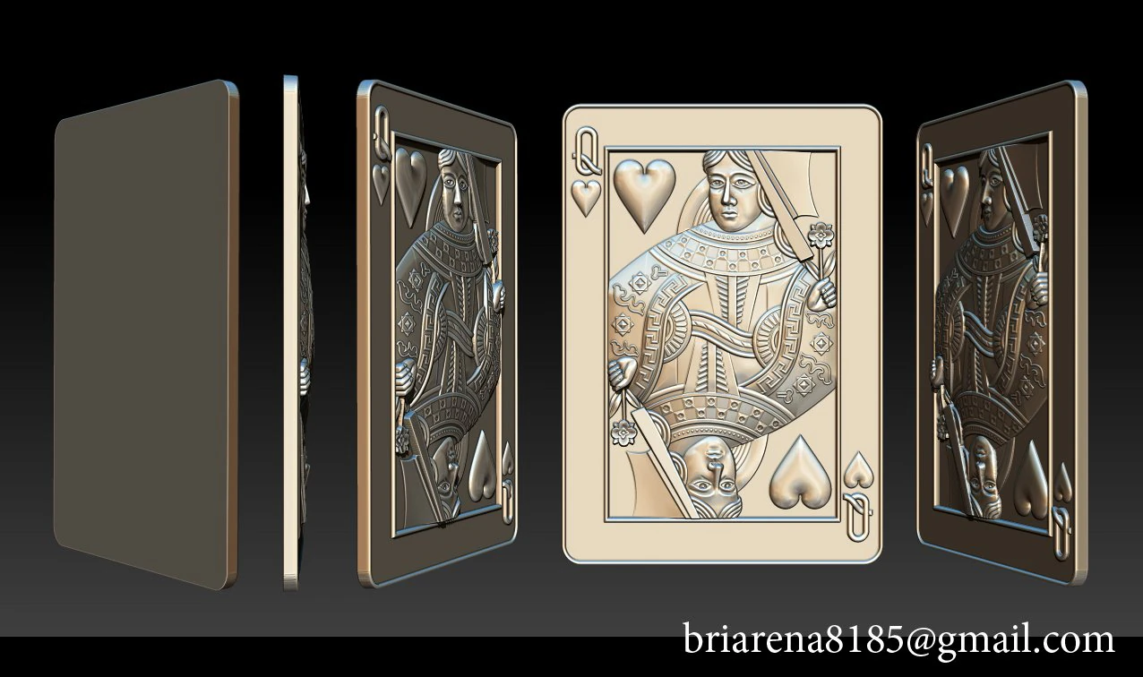 heart queen playing card pendant 3D Print Model .c4d .max .obj .3ds .fbx .stl .blend