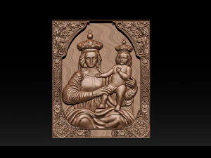 madonna and baby bas relief for cnc 3d 3D Print Model