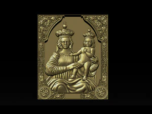 madonna and baby bas relief for cnc 3d 3D Print Model