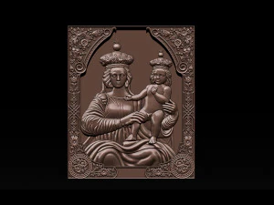 madonna and baby bas relief for cnc 3d 3D Print Model