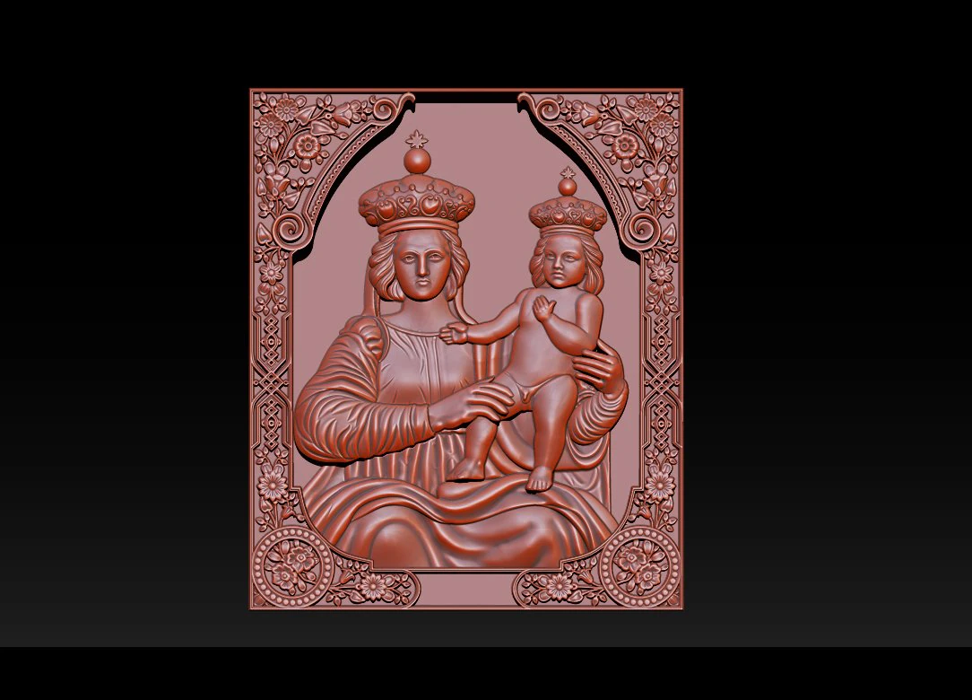 madonna and baby bas relief for cnc 3d 3D Print Model .c4d .max .obj .3ds .fbx .stl .blend 