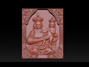 Madonna et b&eacute;b&eacute; bas relief pour CNC 3D Modèles 3D en vedette