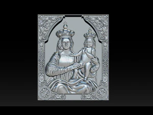 madonna and baby bas relief for cnc 3d 3D Print Model
