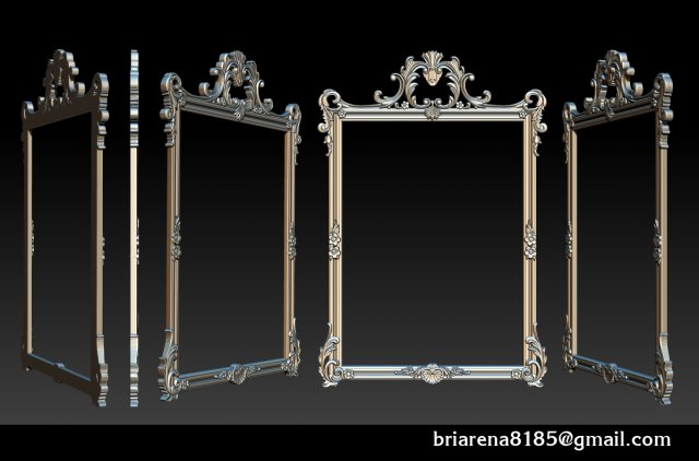 mirror classical carved frame 3D 프린트 모델 .c4d .max .obj .3ds .fbx .stl .blend 