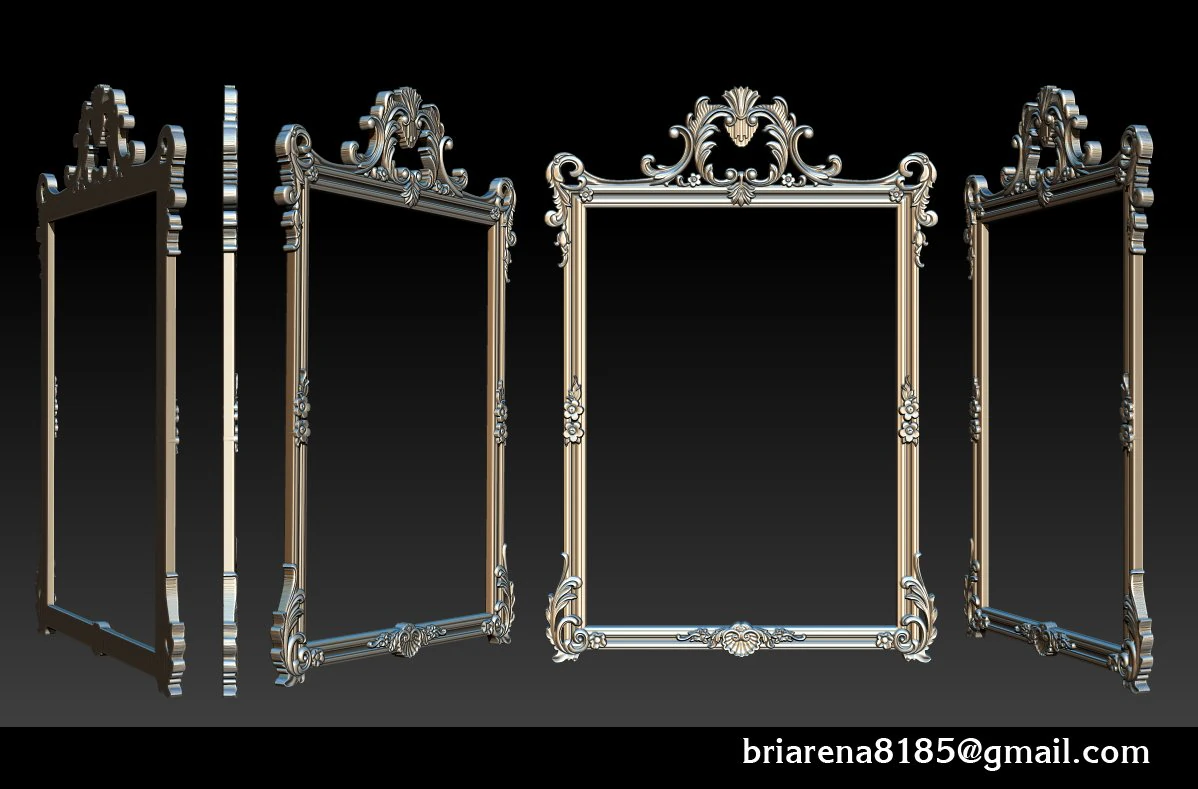 mirror classical carved frame 3D Print Model .c4d .max .obj .3ds .fbx .stl .blend 