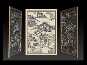 mural landscape wood carving file stl obj and ztl for cnc 3D Print Model