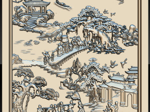 mural landscape wood carving file stl obj and ztl for cnc 3D Print Model