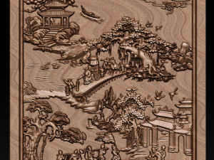 mural landscape wood carving file stl obj and ztl for cnc 3D Print Model