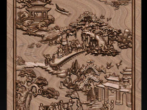mural landscape wood carving file stl obj and ztl for cnc 3D Print Model