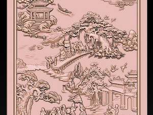 mural landscape wood carving file stl obj and ztl for cnc 3D Print Model