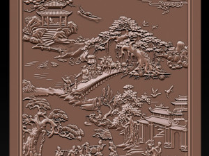 mural landscape wood carving file stl obj and ztl for cnc 3D Print Model