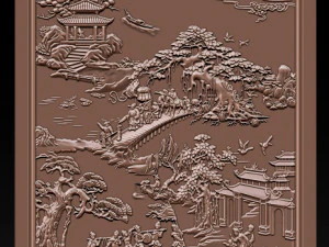 mural landscape wood carving file stl obj and ztl for cnc 3D Print Model