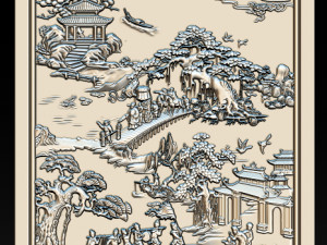 mural landscape wood carving file stl obj and ztl for cnc 3D Print Model