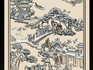 mural landscape wood carving file stl obj and ztl for cnc 3D Print Model