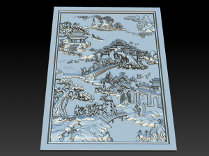 mural landscape wood carving file stl obj and ztl for cnc 3D Print Model