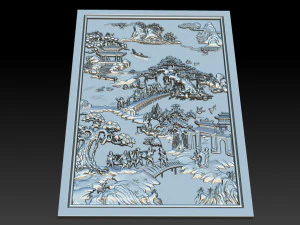 mural landscape wood carving file stl obj and ztl for cnc 3D Print Model
