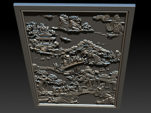 mural landscape wood carving file stl obj and ztl for cnc 3D Print Model