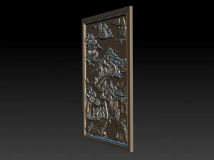 mural landscape wood carving file stl obj and ztl for cnc 3D Print Model
