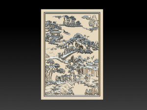 mural landscape wood carving file stl obj and ztl for cnc 3D Print Model