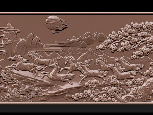 Race Horse wood carving file stl OBJ and ZTL for CNC 3D Print Model