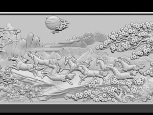 Race Horse wood carving file stl OBJ and ZTL for CNC 3D 프린트 모델