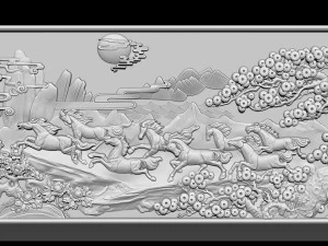 Race Horse wood carving file stl OBJ and ZTL for CNC 3D Print Model