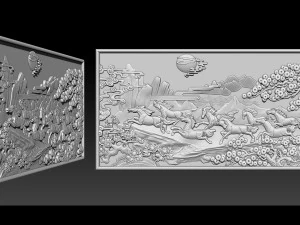 Race Horse wood carving file stl OBJ and ZTL for CNC 3D Print Model