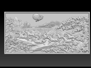Race Horse wood carving file stl OBJ and ZTL for CNC 3D Print Model