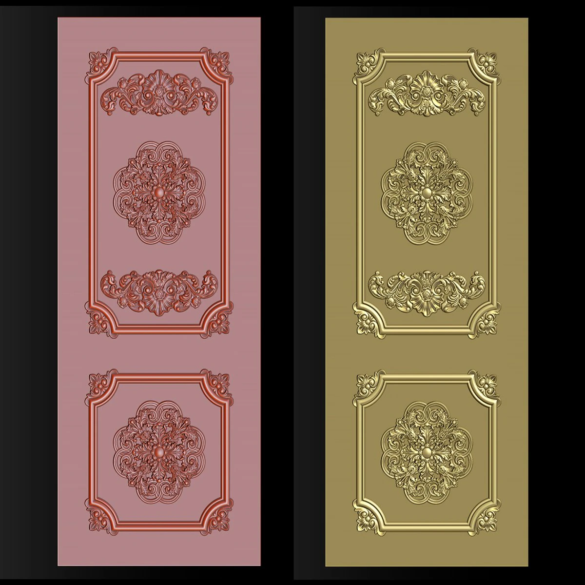 Carved door for CNC router 3D Print Model .c4d .max .obj .3ds .fbx .stl .blend 