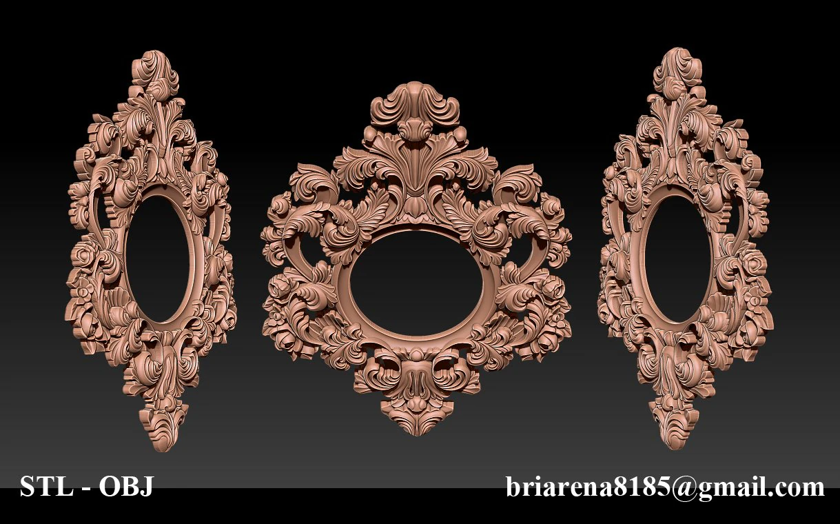 Classical carved frame 3D Print Model .c4d .max .obj .3ds .fbx .stl .blend 
