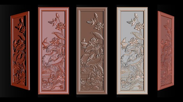 Lotus pattern relief design for CNC router 3D Print Model .c4d .max .obj .3ds .fbx .stl .blend 