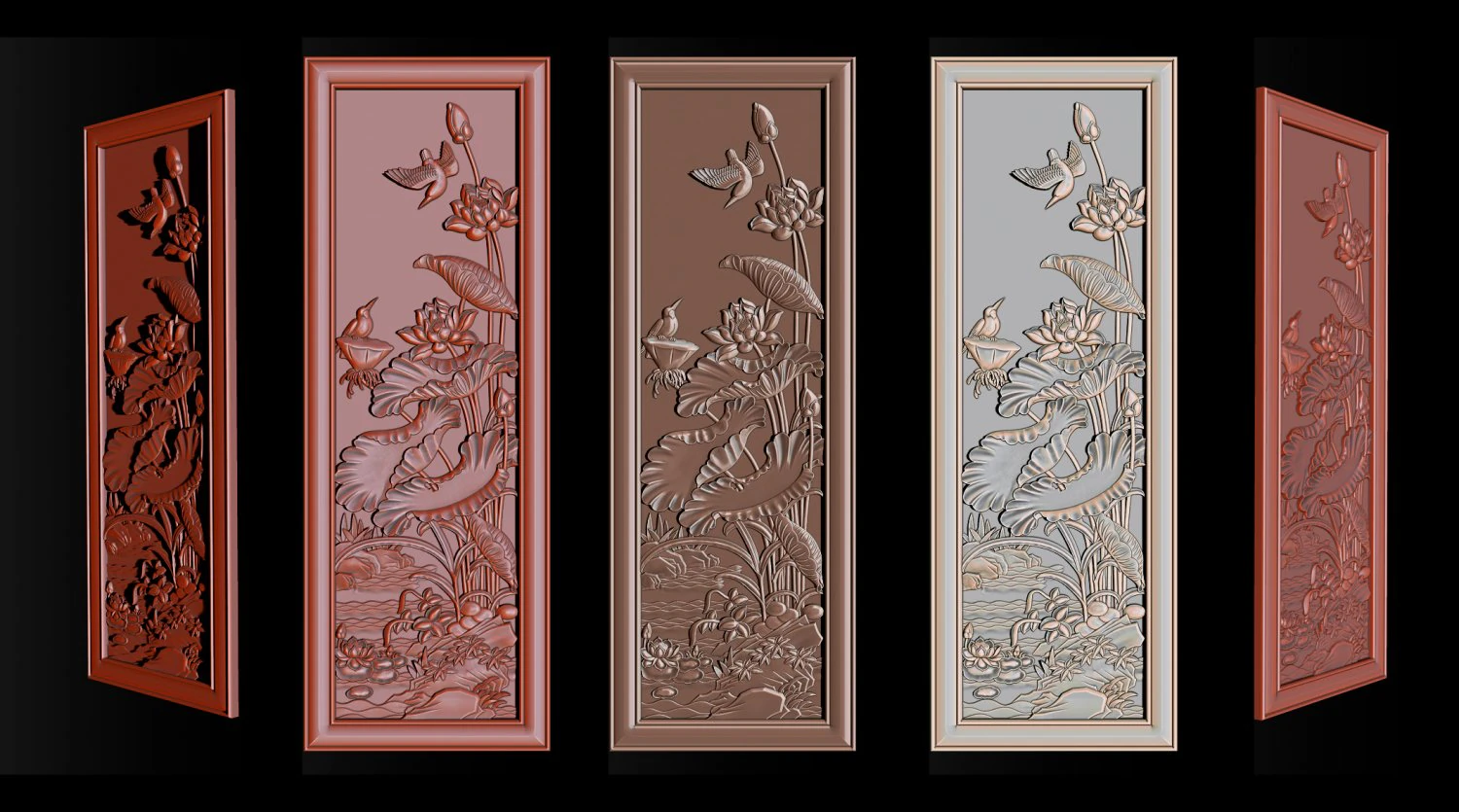 Lotus pattern relief design for CNC router 3D Print Model .c4d .max .obj .3ds .fbx .stl .blend 