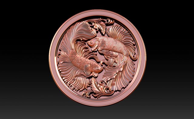 Beta Fish CNC Relief Model 3D Print Model .c4d .max .obj .3ds .fbx .stl .blend 