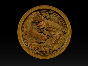 Beta Fish CNC Relief Model 3D Print Model