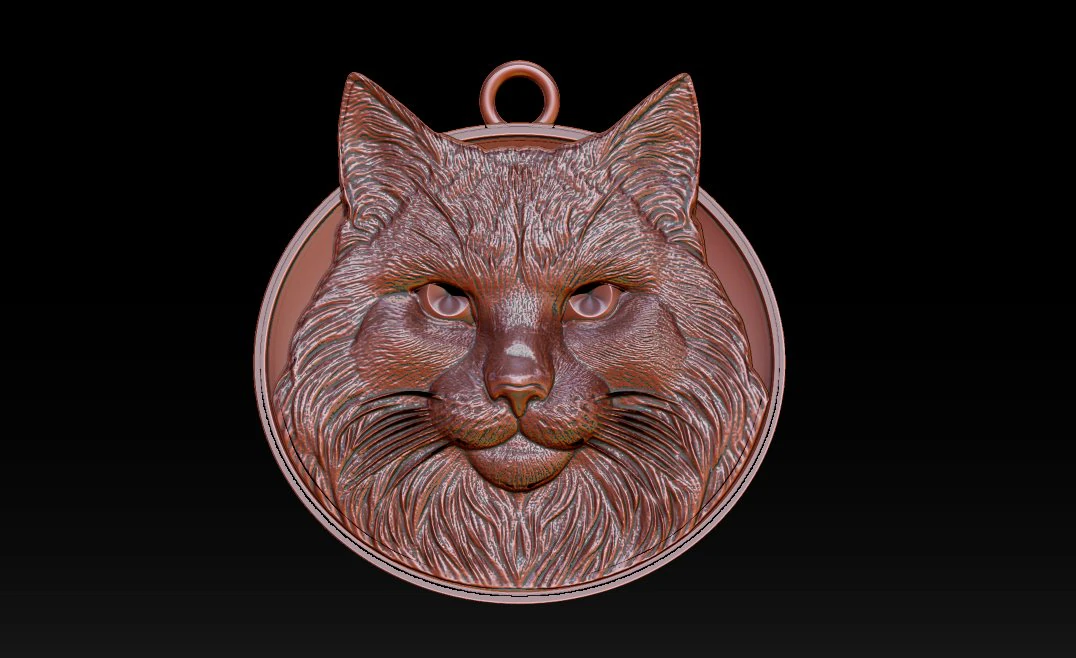 Bas-relief jewelry portrait of a bust of a cat 3D Print Model .c4d .max .obj .3ds .fbx .stl .blend 
