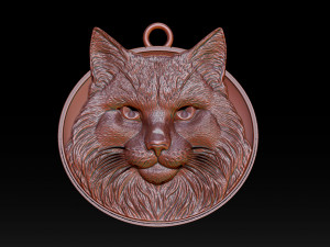 Bas-relief jewelry portrait of a bust of a cat 3D Print Model