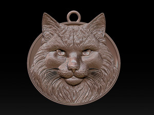 Bas-relief jewelry portrait of a bust of a cat 3D Print Model