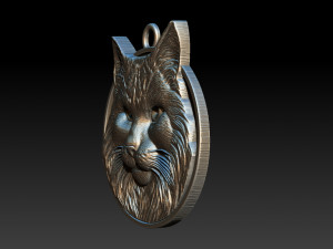 Bas-relief jewelry portrait of a bust of a cat 3D Print Model