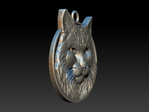 Bas-relief jewelry portrait of a bust of a cat 3D Print Model