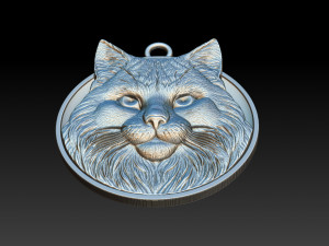 Bas-relief jewelry portrait of a bust of a cat 3D Print Model