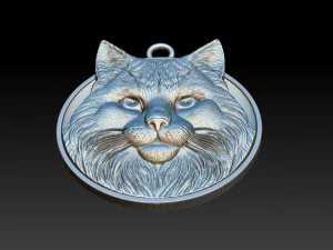 Bas-relief jewelry portrait of a bust of a cat 3D Print Model