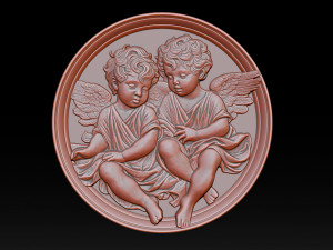 Relief model of two little angels - STL 3Dプリントモデル