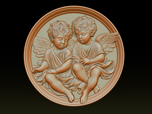 Relief model of two little angels - STL 3D Print Model