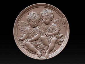 Relief model of two little angels - STL 3D Print Model