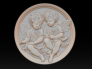 Relief model of two little angels - STL 3D Print Model